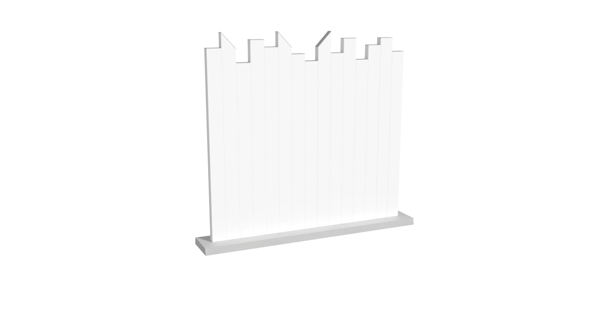 Clôture brise vue en PVC Blanc coupe irrégulière biseautée