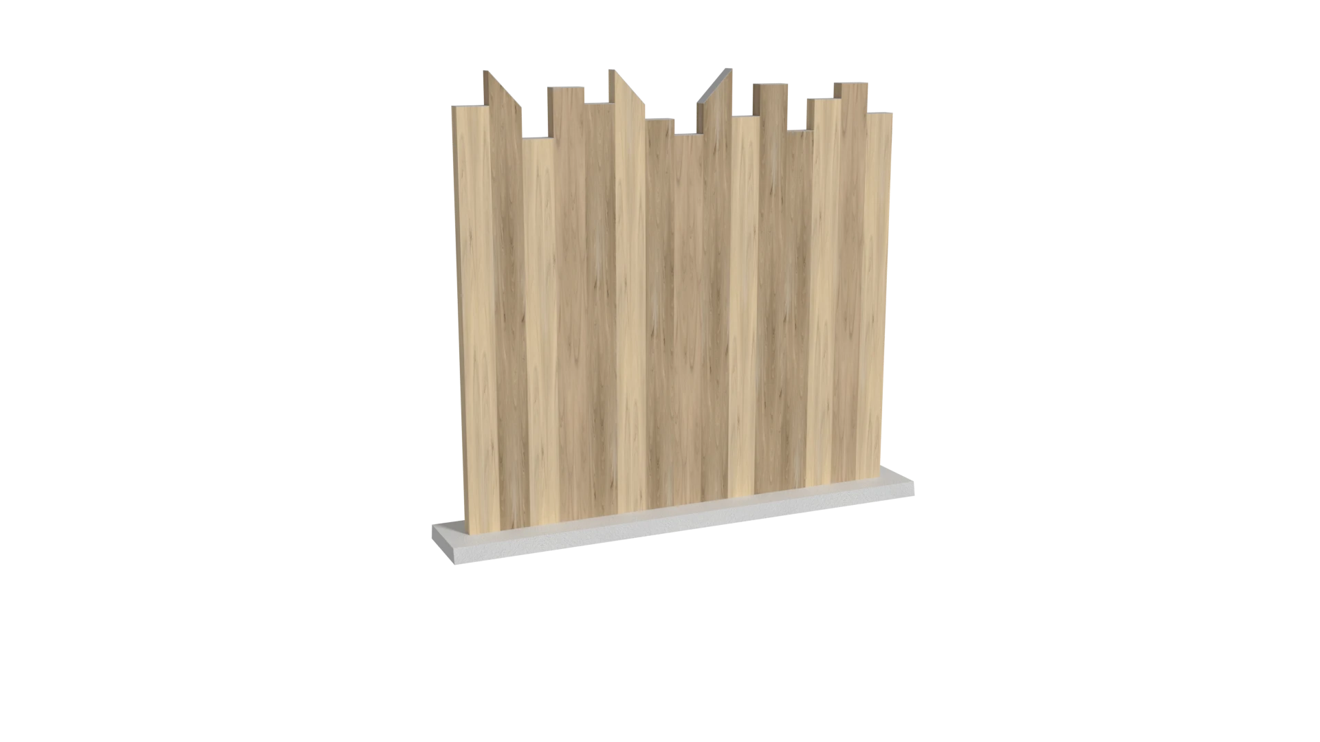 Clôture brise vue en PVC bois cérusé coupe irrégulière biseautée