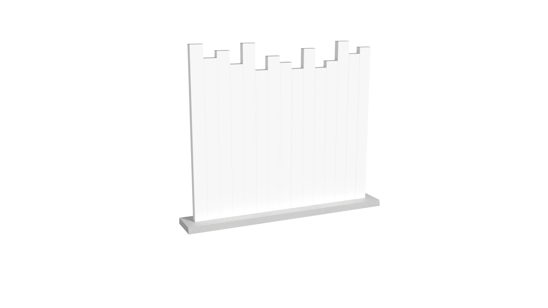Clôture brise vue en PVC blanc avec coupe irrégulière