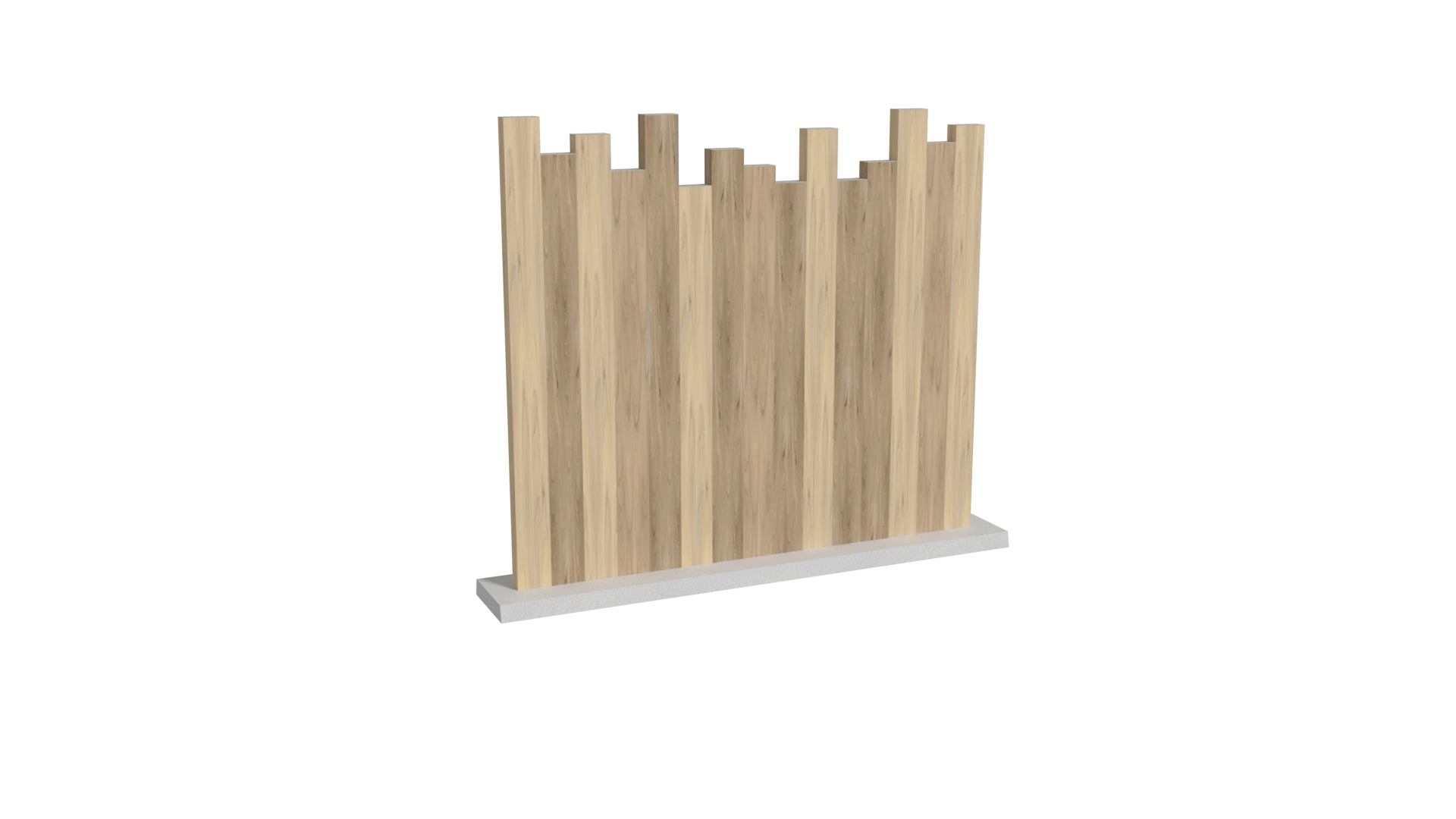 Clôture brise vue en PVC bois cérusé avec coupe irrégulière