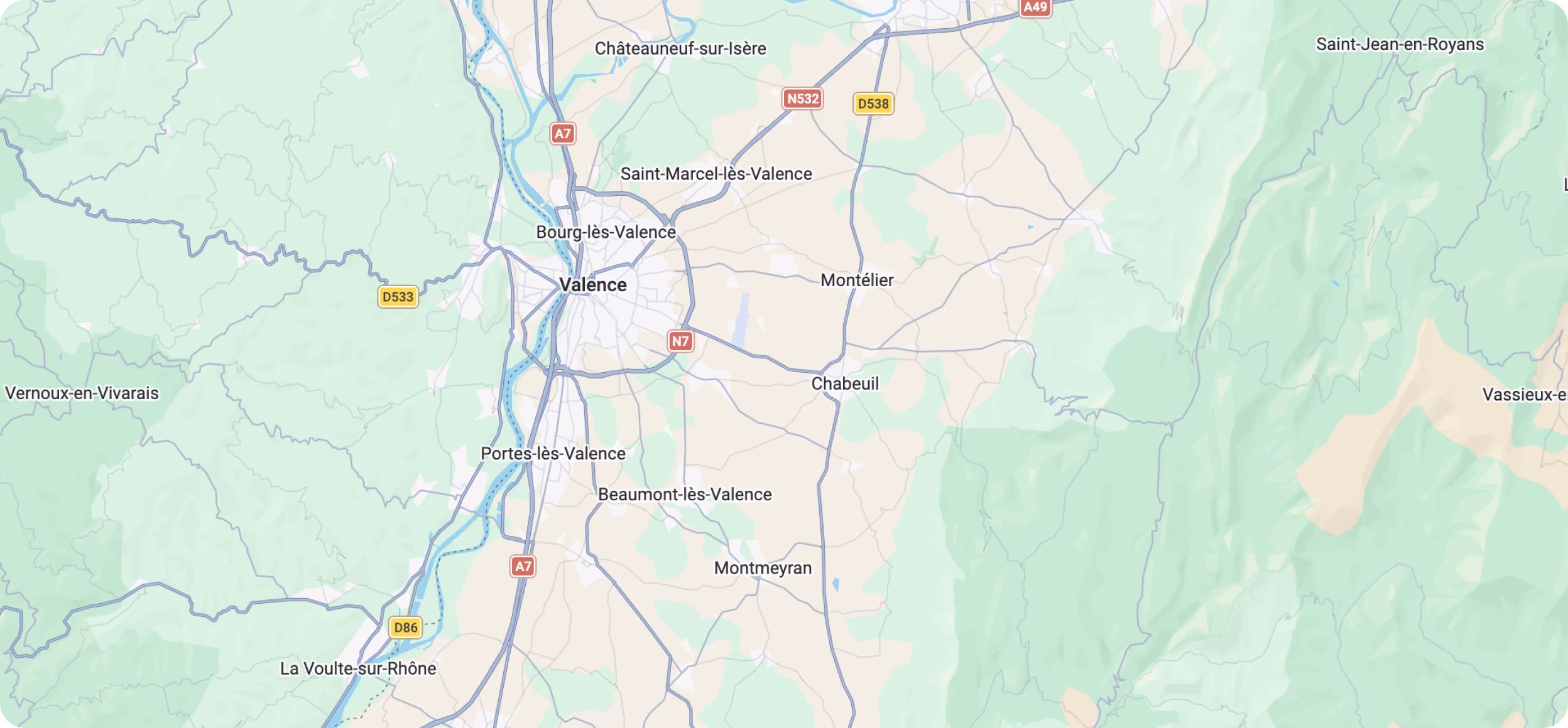 Carte de la zone d’intervention : Drôme, Ardèche et alentours