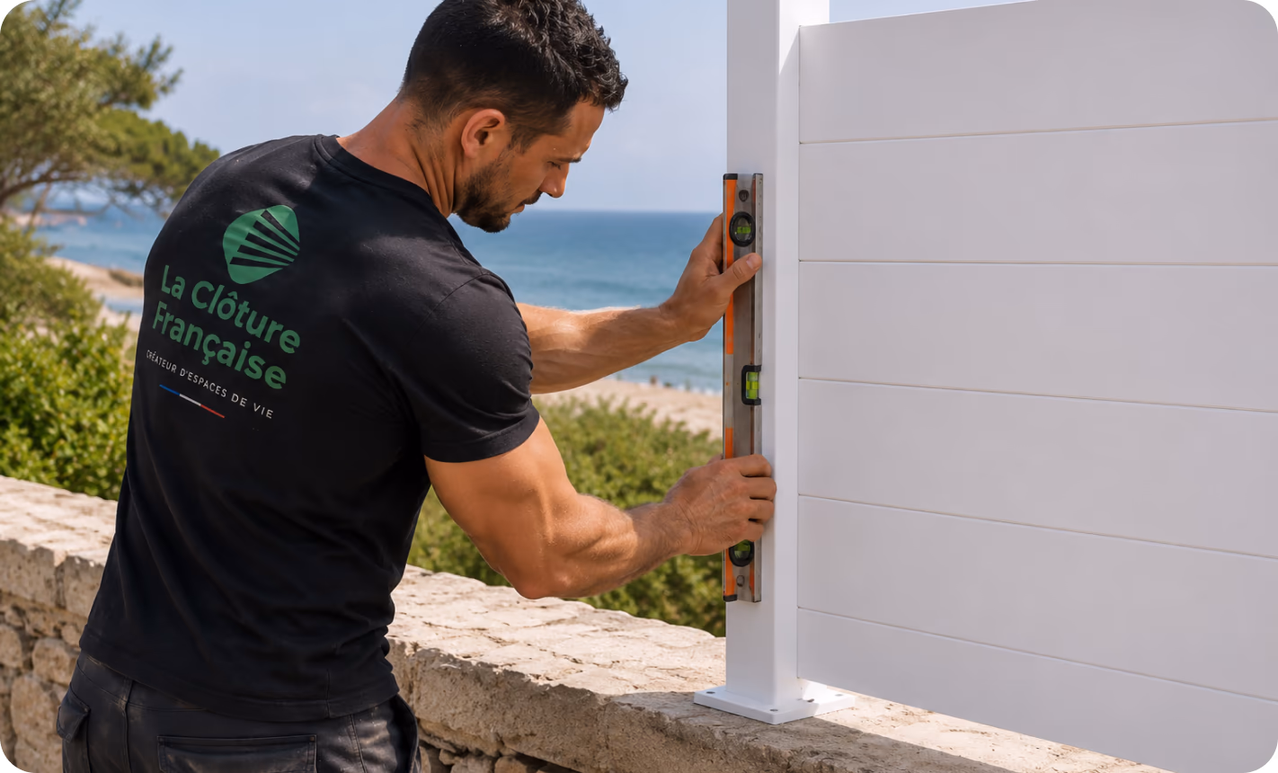 Poseur installant une clôture